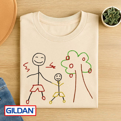 Custom Embroidered Kids Art Shirt: Personalized Drawing Gift