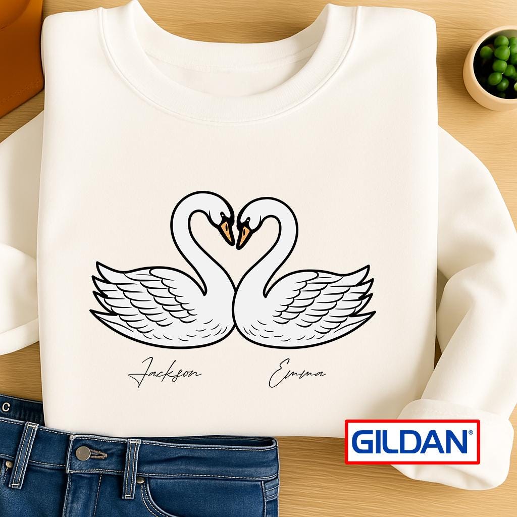 Personalized Swan Couple Shirt: Custom Matching T-Shirt or Sweatshirt