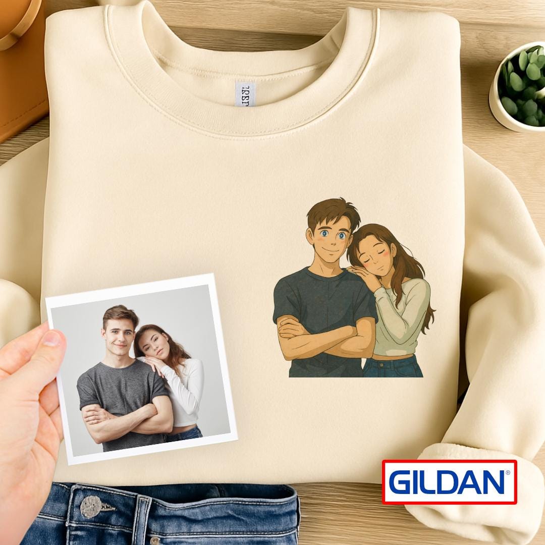 Custom Ghibli Style Portrait T-Shirt: Personalized Anime Tee