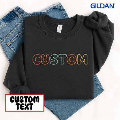 Custom Embroidered Gildan T-Shirt: Personalized Text Tee, Birthday Gift
