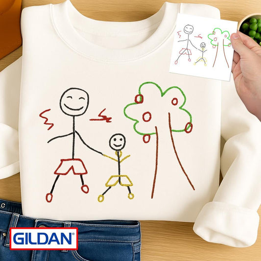 Custom Embroidered Kids Art Shirt: Personalized Drawing Gift