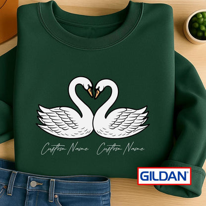 Personalized Swan Couple Shirt: Custom Matching T-Shirt or Sweatshirt