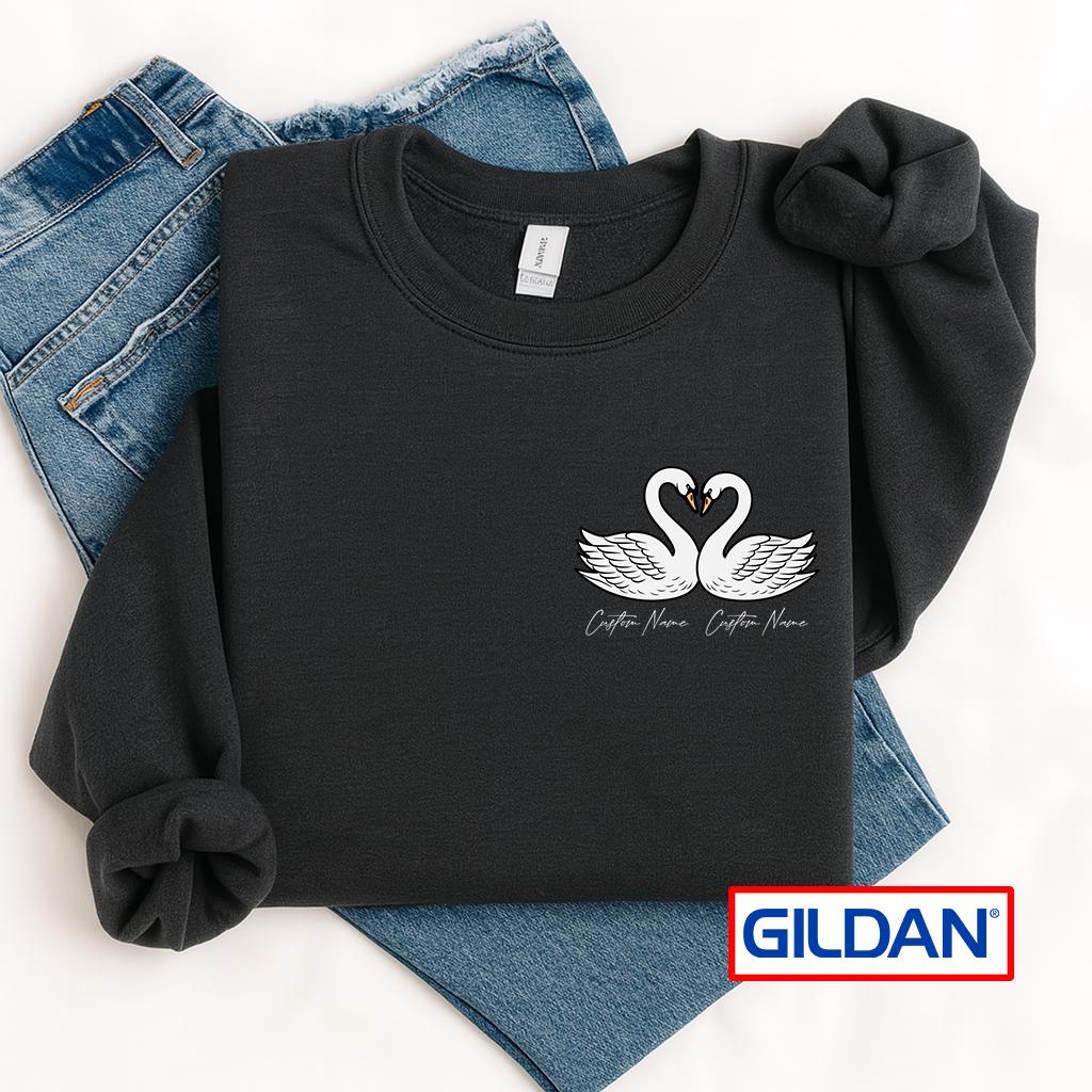 Personalized Swan Couple Shirt: Custom Matching T-Shirt or Sweatshirt