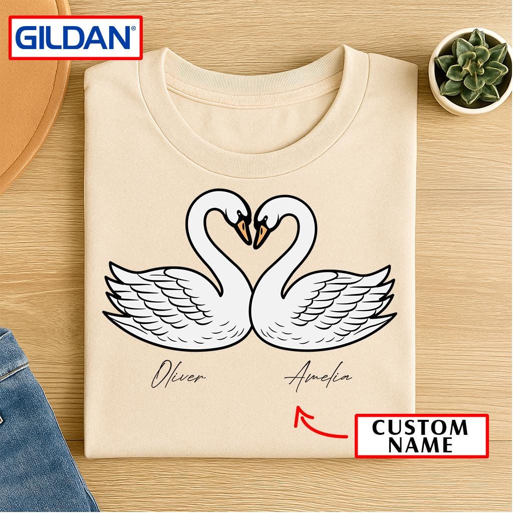 Personalized Swan Couple Shirt: Custom Matching T-Shirt or Sweatshirt