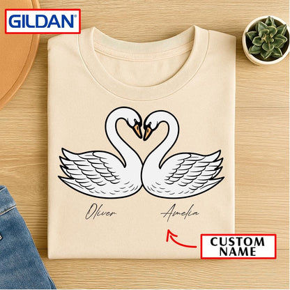Personalized Swan Couple Shirt: Custom Matching T-Shirt or Sweatshirt