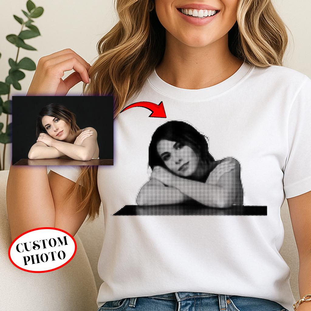 Custom Halftone Portrait Shirt: Personalized Photo Gift