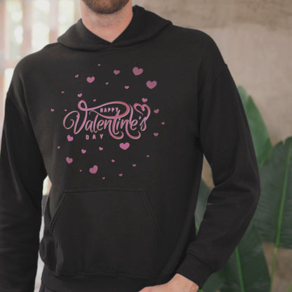 Happy Valentine’s Day Hoodie Romantic Pink Heart Hoodie Cute Love Pullover Cozy Couples Valentine Gift