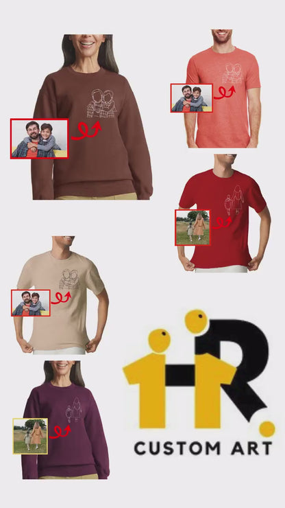 Custom Line Art Photo Shirt or Sweatshirt: Personalized Keepsake Gift