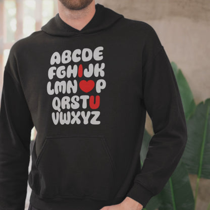Alphabet Love Hoodie | Romantic Hoodie | Cute Valentine's Day Gift | Cozy Aesthetic Pullover | Trendy Unisex Streetwear