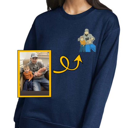 Custom photo Embroidery T-shirt, Sweatshirt and Hoodie Anniversary Gift Father Day Tshirt Custom Gift for Father, Son, Gift for Her Him
