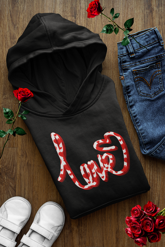 Love Hoodie Romantic Valentine's Day Hoodie Cute Heart Print Pullover Cozy Aesthetic Love Gift